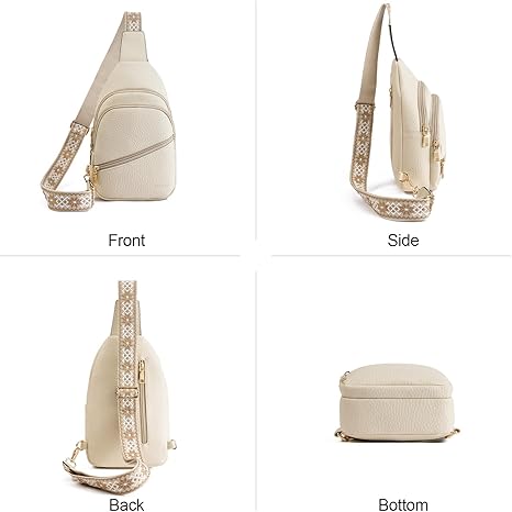 Sling Bag for Women Crossbody Purse Vegan Leather Fanny Pack Chest Bag Small Backpack for Travel Sport Vacation