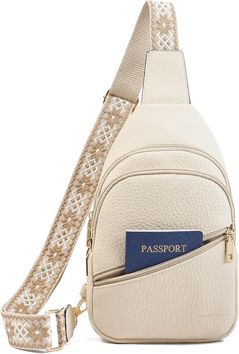 Sling Bag for Women Crossbody Purse Vegan Leather Fanny Pack Chest Bag Small Backpack for Travel Sport Vacation