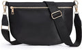 Black Crossbody Bags for Women Travel Flat Fanny Packs for Woman Men Nylon Cross Body Purse Fashion Belt Bum Bag